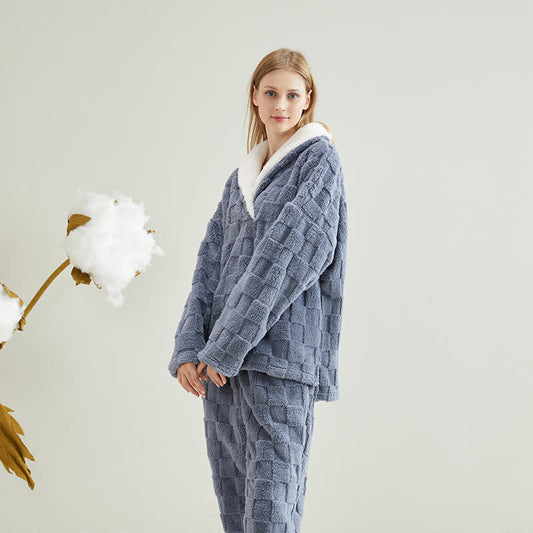Jacquard-Pyjama-Set aus Fleece mit Schachbrettmuster