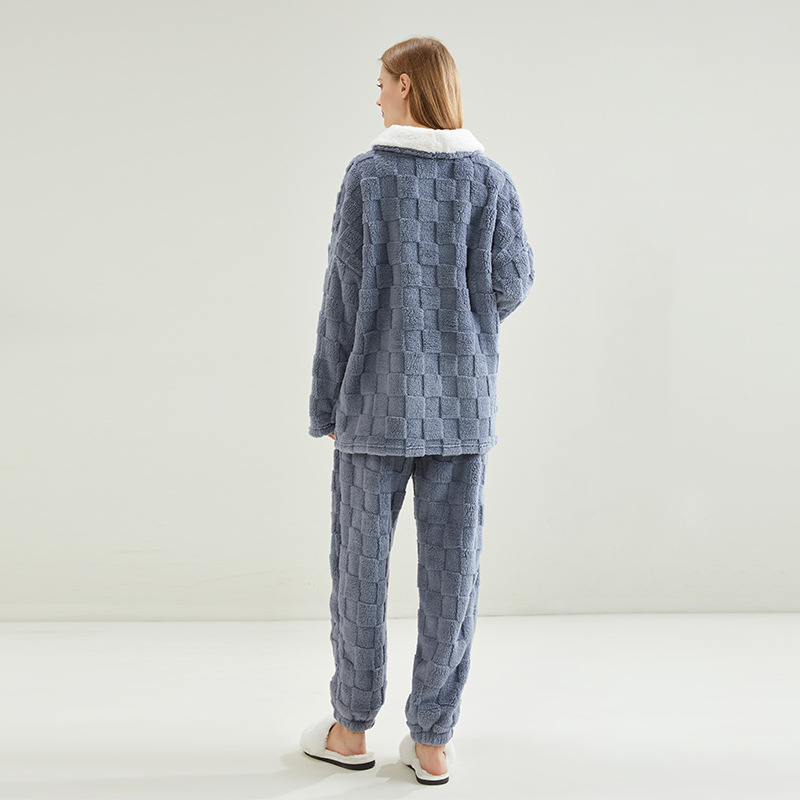 Jacquard-Pyjama-Set aus Fleece mit Schachbrettmuster