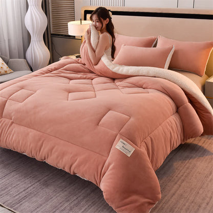Weiche Sherpa-Decke in Volltonfarbe mit Bettdecke