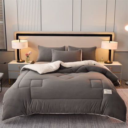 Weiche Sherpa-Decke in Volltonfarbe mit Bettdecke