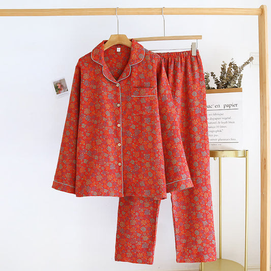 Nachtwäsche-Set aus Baumwolle mit Rosenblüten-Revers