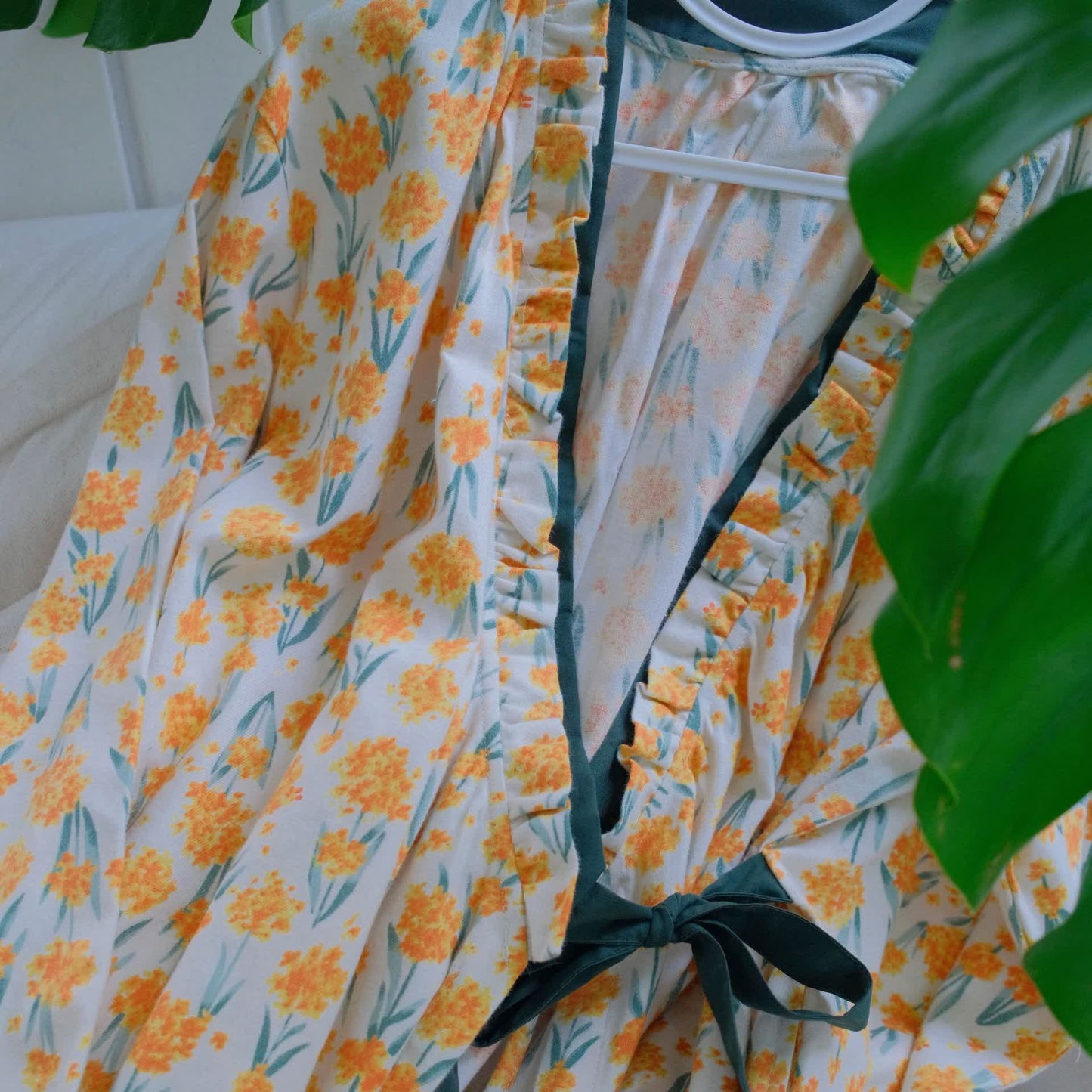 Nachthemd aus gebürsteter reiner Baumwolle mit Blumenmuster