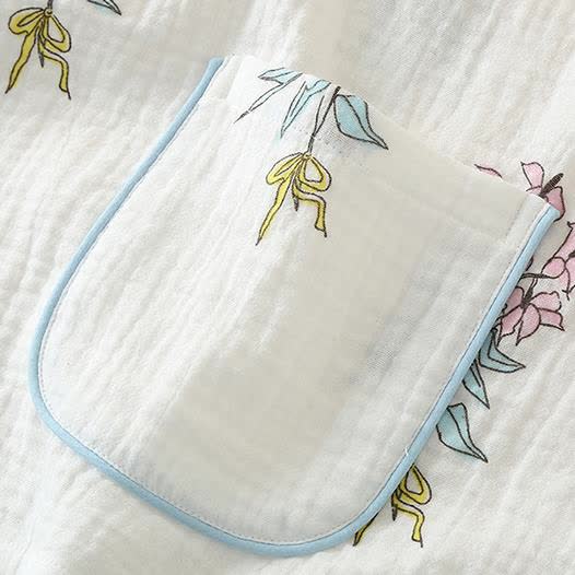 Pyjama-Set aus Baumwollgaze mit Kimono und Blumenmuster