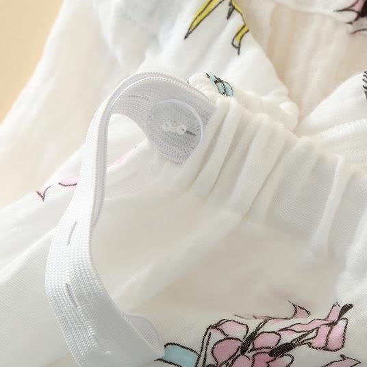 Pyjama-Set aus Baumwollgaze mit Kimono und Blumenmuster