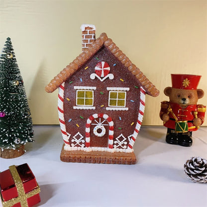Leuchtendes Lebkuchenhaus-Ornament für Weihnachten