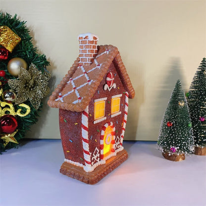 Leuchtendes Lebkuchenhaus-Ornament für Weihnachten