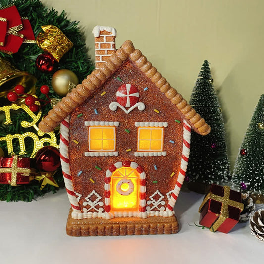 Leuchtendes Lebkuchenhaus-Ornament für Weihnachten