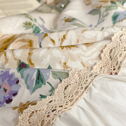 Luxuriöses Bettwäscheset aus reiner Baumwolle mit Blumenmuster (4-teilig)