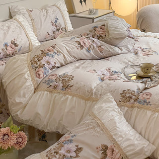 Bettwäscheset aus reiner Baumwolle im Retro-Prinzessinnen-Stil (4-teilig)