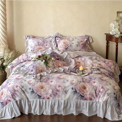 Romantisches Countryside Rose Baumwoll-Bettwäscheset (4-teilig)