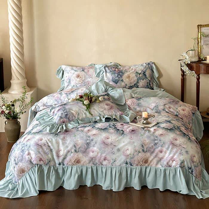 Romantisches Countryside Rose Baumwoll-Bettwäscheset (4-teilig)