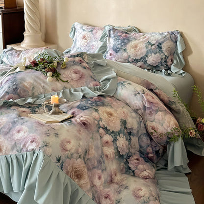 Romantisches Countryside Rose Baumwoll-Bettwäscheset (4-teilig)