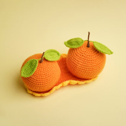 Paar Orangen Gewebtes Wohndekor Ornament