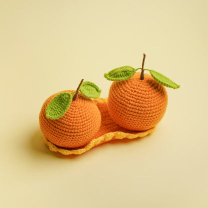 Paar Orangen Gewebtes Wohndekor Ornament