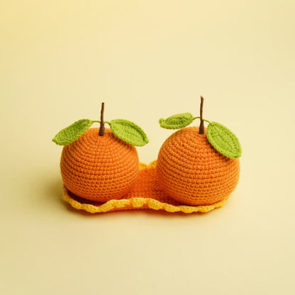 Paar Orangen Gewebtes Wohndekor Ornament