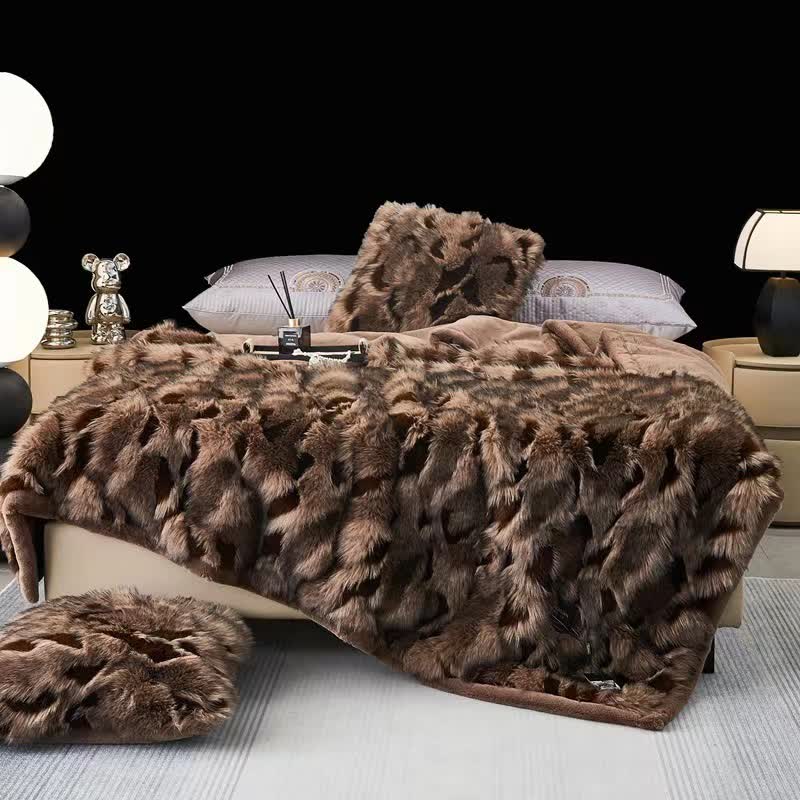 Weiche Überwurfdecke aus Jacquard-Winter-Kunstfell
