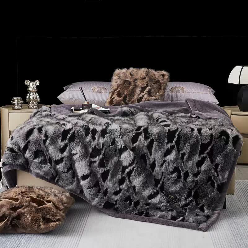 Weiche Überwurfdecke aus Jacquard-Winter-Kunstfell