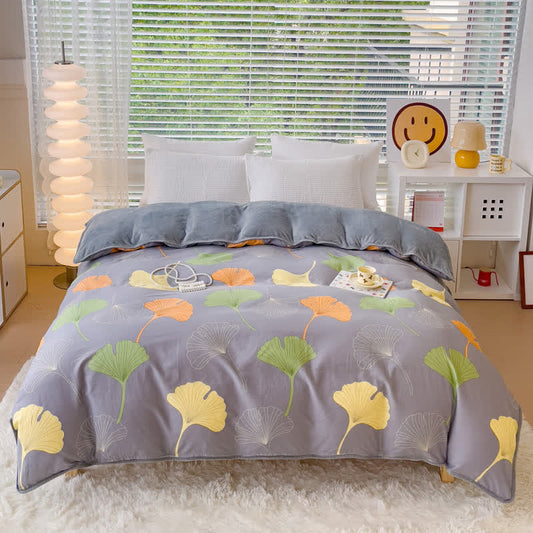 Bettbezug-Set aus Baumwolle mit Ginkgoblättern (4-teilig)