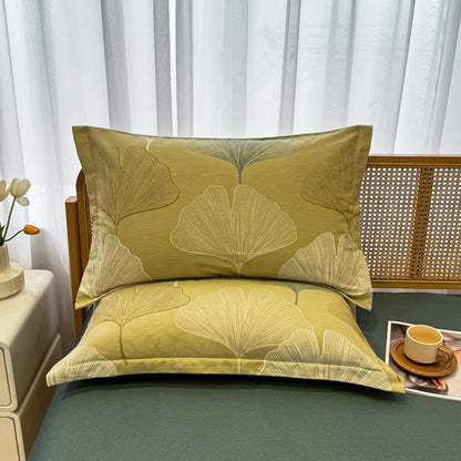 Bettwäsche aus gebürsteter Baumwolle im Vintage-Stil mit Ginkgoblättern