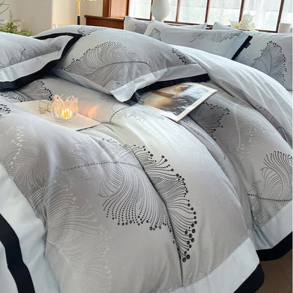 Luxuriöses Bettwäscheset aus gebürsteter Baumwolle mit Blumenmuster (4-teilig)