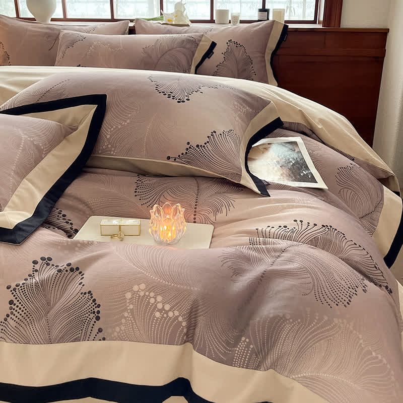 Luxuriöses Bettwäscheset aus gebürsteter Baumwolle mit Blumenmuster (4-teilig)