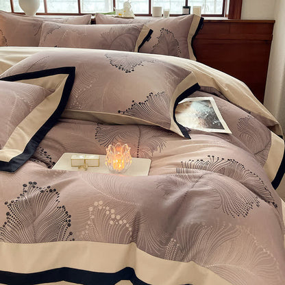 Luxuriöses Bettwäscheset aus gebürsteter Baumwolle mit Blumenmuster (4-teilig)