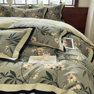 Bettwäscheset mit Blumenmuster aus gebürsteter Baumwolle (4-teilig)