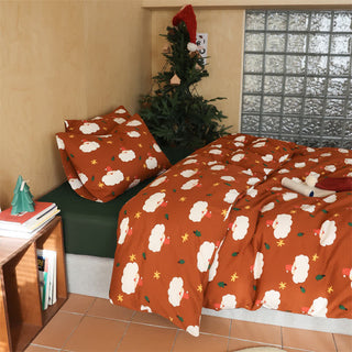 Weihnachtsmann-Bettwäscheset aus reiner Baumwolle (4-teilig)