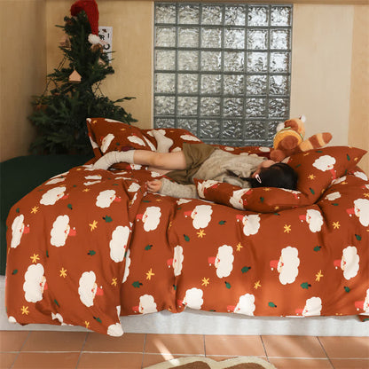 Weihnachtsmann-Bettwäscheset aus reiner Baumwolle (4-teilig)