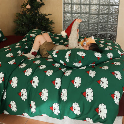 Weihnachts-Bettwäscheset aus weicher Baumwolle (4-teilig)