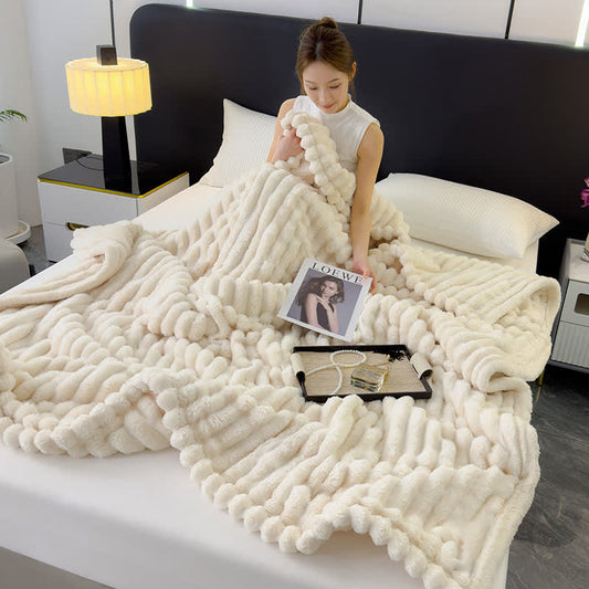 Wendbare warme Fleece-Überwurfdecke - Käse Weiß - 100cm x 150cm - image 1