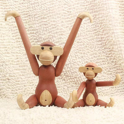 Bewegliches Puppen-Affen-Ornament aus Massivholz