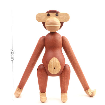Bewegliches Puppen-Affen-Ornament aus Massivholz