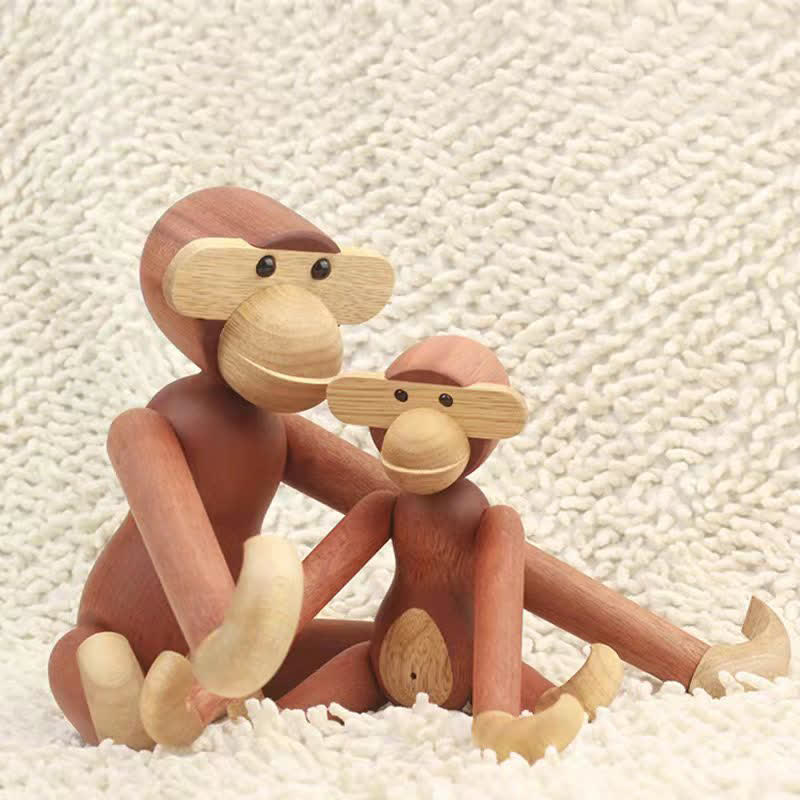 Bewegliches Puppen-Affen-Ornament aus Massivholz