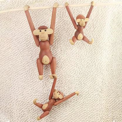 Bewegliches Puppen-Affen-Ornament aus Massivholz