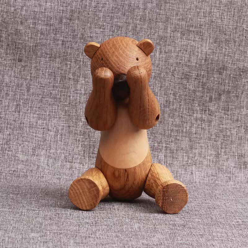 Bewegliches Puppenbär-Ornament aus Holz