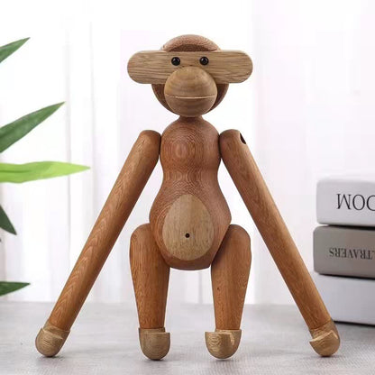 Bewegliches Puppen-Affen-Ornament aus Massivholz