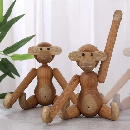 Bewegliches Puppen-Affen-Ornament aus Massivholz