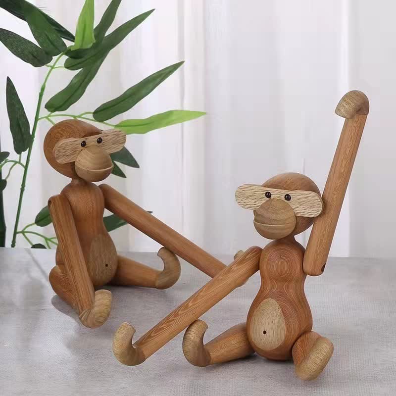Bewegliches Puppen-Affen-Ornament aus Massivholz