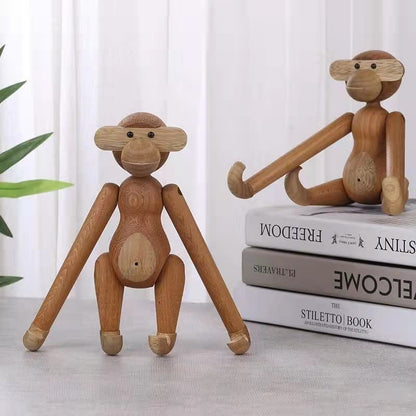 Bewegliches Puppen-Affen-Ornament aus Massivholz