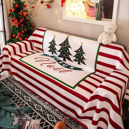 Gestreifte Decke mit Weihnachtsbaum-Motiv, Sofabezug