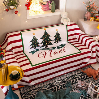 Gestreifte Decke mit Weihnachtsbaum-Motiv, Sofabezug