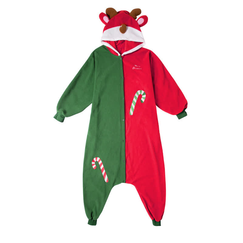 Lustiger einteiliger Weihnachtspyjama mit Kapuze