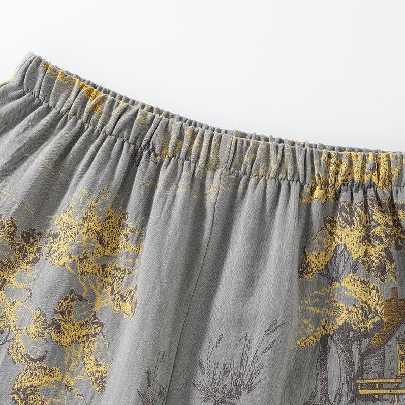 Neutrales Kimono-Pyjama-Set aus Baumwolle mit Landschaftsmotiv - image 9