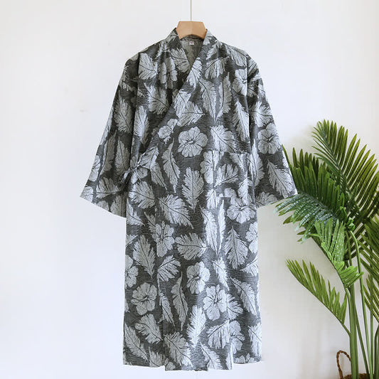 Bademantel aus Jacquard-Baumwolle im neutralen Stil