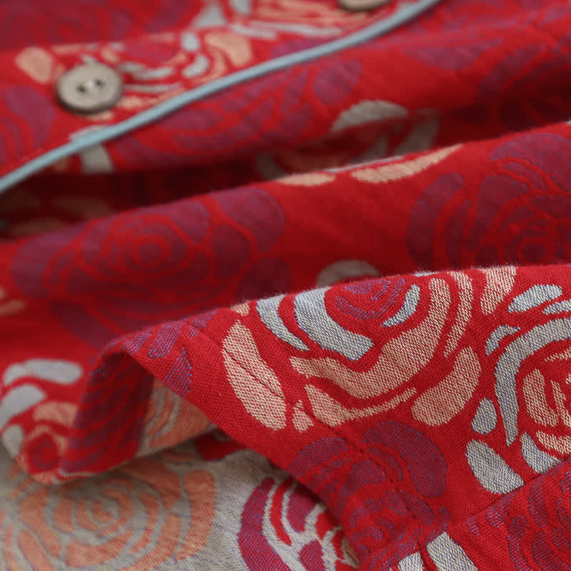 Pyjama-Set „Blooming Rose“ aus Jacquard-Baumwolle
