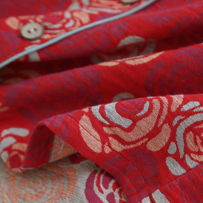 Pyjama-Set „Blooming Rose“ aus Jacquard-Baumwolle