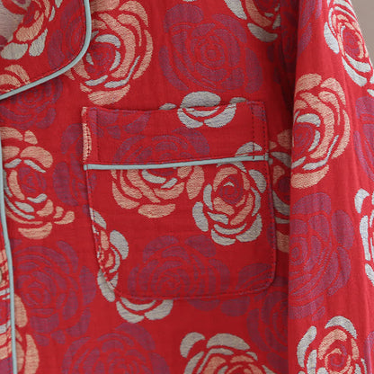 Pyjama-Set „Blooming Rose“ aus Jacquard-Baumwolle