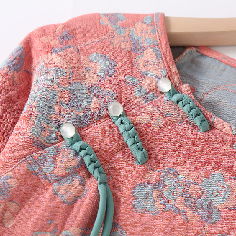 Pyjama-Set aus Baumwolle mit Blumenmuster, Vogel und Frosch