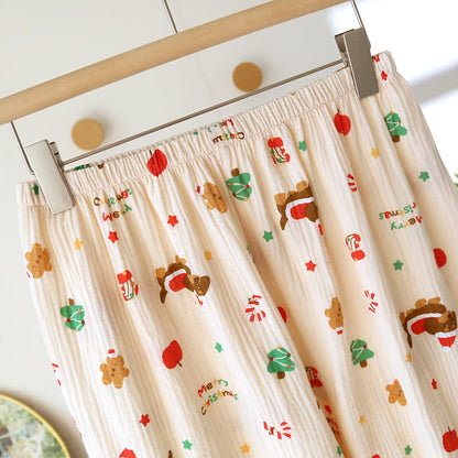 Pyjama-Set aus Baumwollgaze mit Weihnachtsmotiv